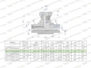 Trójnik hydrauliczny symetryczny calowy BAB 3/8" BSP (XEVT) Waryński