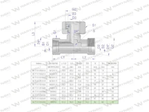 Trójnik hydrauliczny symetryczny metryczny BAB M52x2 42L (XEVT) Waryński