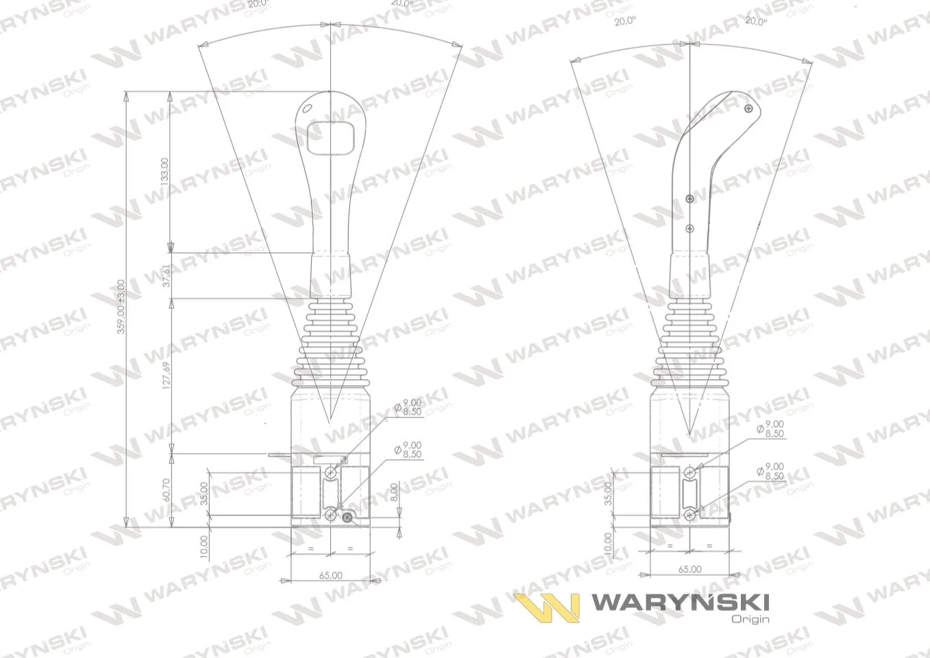 Joystick pod linki zakończone kulką bez przełącznika (bez przycisku. na kulkę. IP-6020. JOYSTIK6019) Waryński - obrazek 3