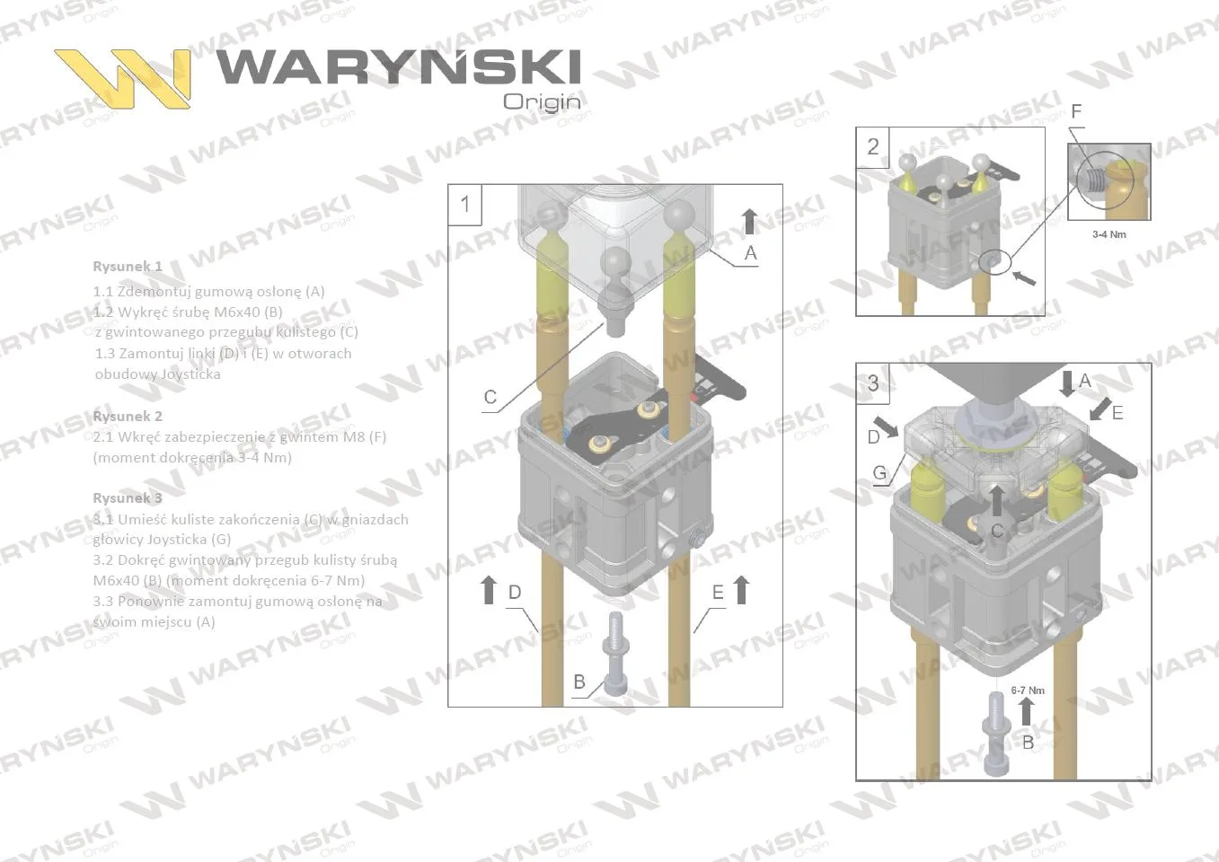 Joystick pod linki zakończone kulką bez przełącznika (bez przycisku. na kulkę. IP-6020. JOYSTIK6019) Waryński - obrazek 5