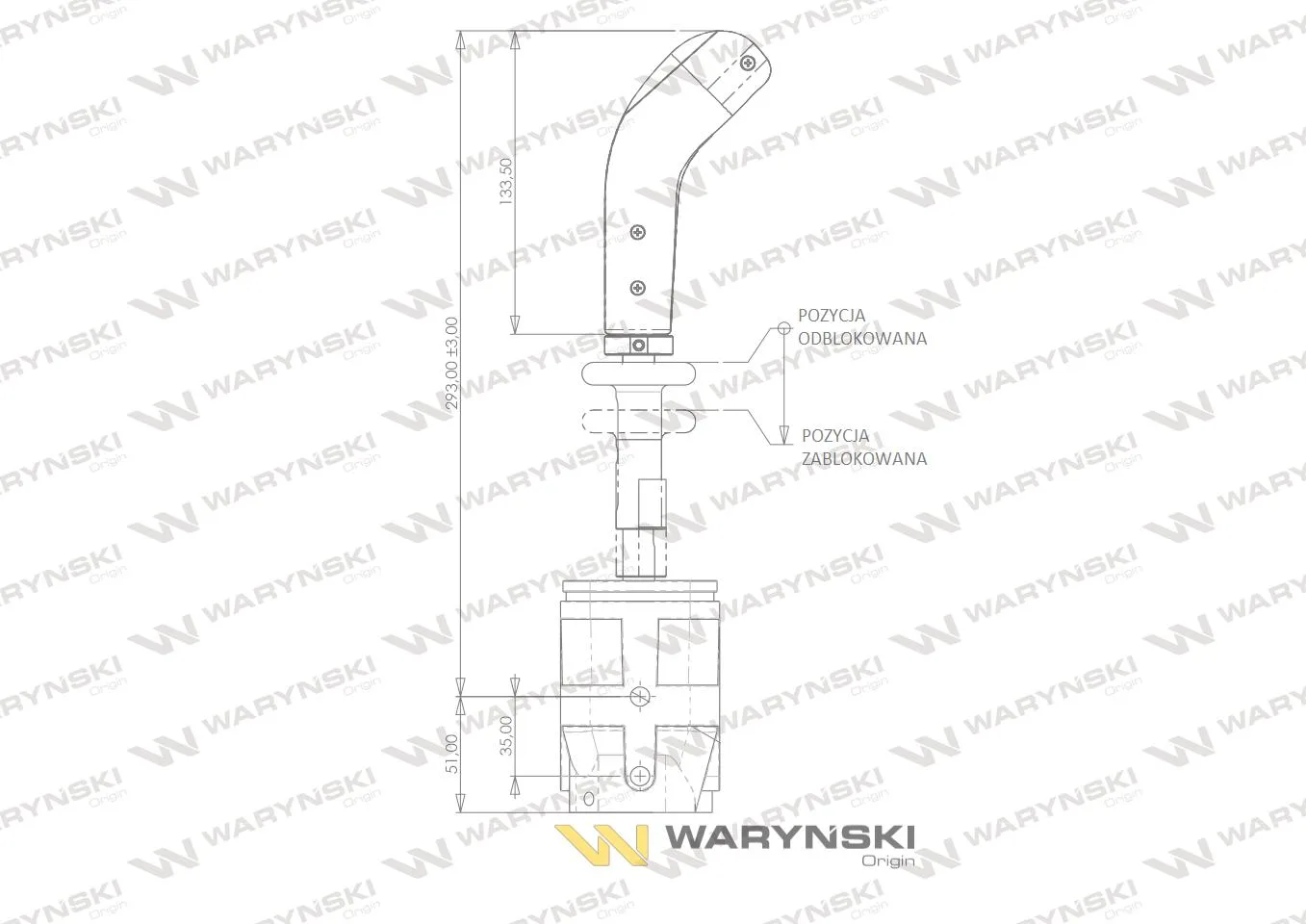 Joystick pod linki zakończone widełkami bez przełącznika (bez przycisku. na widełki IP-6046) Waryński - obrazek 3