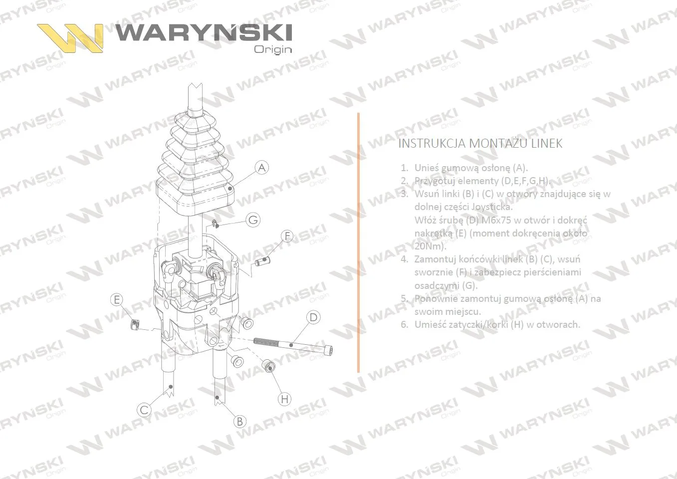 Joystick pod linki zakończone widełkami bez przełącznika (bez przycisku. na widełki IP-6046) Waryński - obrazek 5