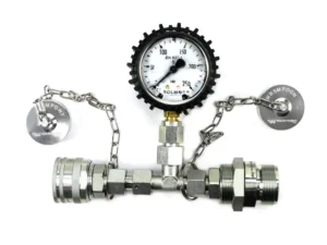 Zestaw pomiarowy ciśnienia hydrauliki z manometrem 250 bar wtyczka i gniazdo skręcane Waryński