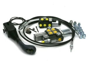 Zestaw 40L do ładowacza czołowego: Rozdzielacz 2-sek.(1 pływająca) + Elektrozawór + Joystick z przyciskiem na kulkę + El.zł.+ Linki 1500mm Waryński
