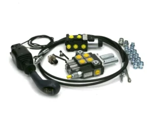 Zestaw Premium: Rozdzielacz 2-sek. + Elektrozawór + Joystick na widełki (z 1 przyciskiem) + Elementy złączne + Linki na widełki 2000mm Waryński