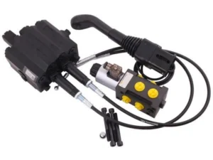 Zestaw 90L do ładowacza czołowego: Rozdzielacz + Elektrozawór + Joystick z przyciskiem + Linki na kulkę stalową 2000mm Waryński