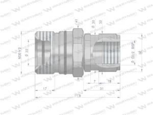 Szybkozłącze hydrauliczne skręcane gniazdo G1/2"BSP gwint wewnętrzny 300bar Waryński