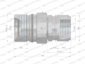 Szybkozłącze hydrauliczne skręcane gniazdo G1"BSP gwint wewnętrzny 250bar Waryński