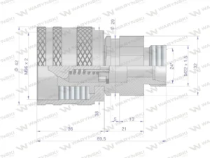 Szybkozłącze hydrauliczne skręcane wtyczka M22x1.5 gwint zewnętrzny 300bar Waryński