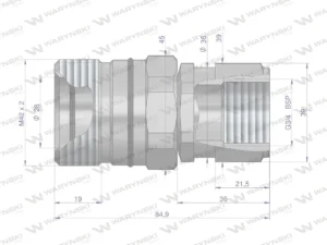 Szybkozłącze hydrauliczne skręcane gniazdo G3/4"BSP gwint wewnętrzny 250bar Waryński