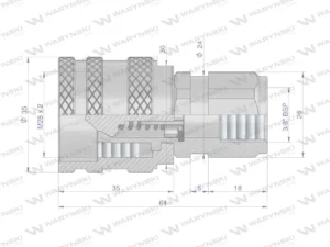 Szybkozłącze hydrauliczne skręcane wtyczka G3/8"BSP gwint wewnętrzny 300bar Waryński