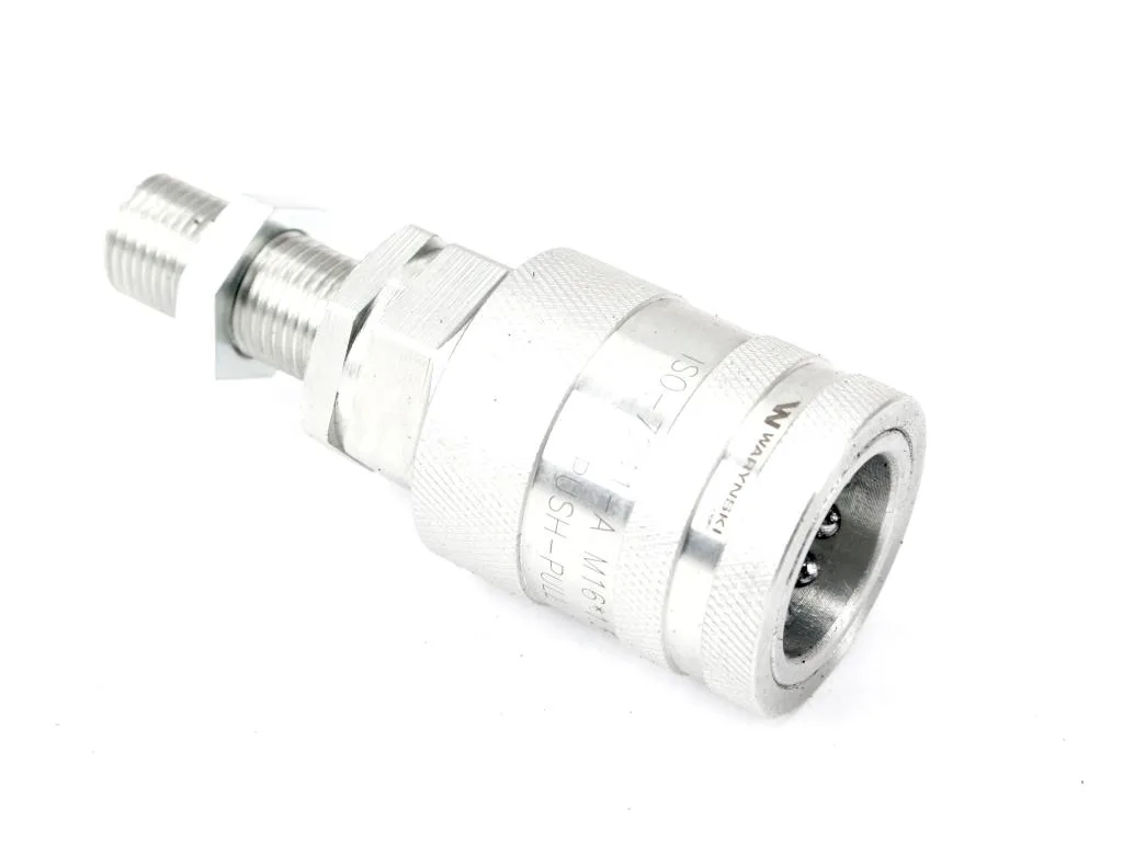 Szybkozłącze hydrauliczne gniazdo long M16x1.5 gwint zewnętrzny EURO PUSH-PULL (ISO 7241-A) z eliminatorem ciśnienia Waryński