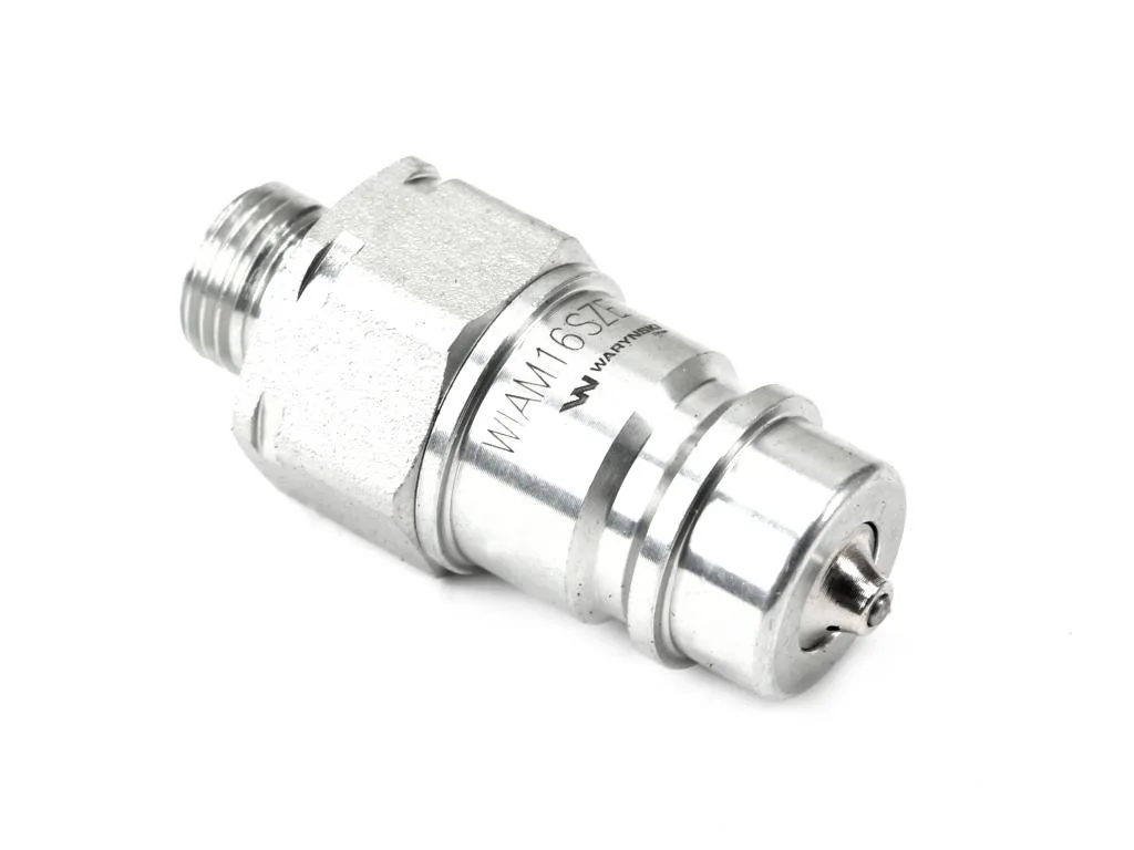 Szybkozłącze hydrauliczne wtyczka M16x1.5 gwint zewnętrzny EURO (9100816W) (ISO 7241-A) z eliminatorem ciśnienia Waryński