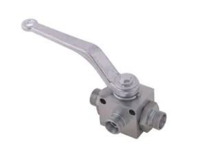 Zawór kulowy hydrauliczny 3-drogowy 3/2 M18x1.5 12L z otworami mocującymi 500 bar Waryński