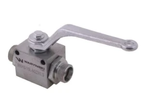 Zawór kulowy hydrauliczny 3-drogowy 3/2 M22x1.5 15L z otworami mocującymi 500 bar Waryński