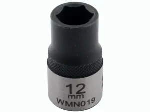 Nasadka sześciokątna 1/2". 12 mm. CrV50BV30. DIN 3124. Waryński