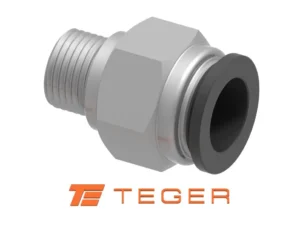 Złączka prosta wtykowa tekalan z gwintem zewnętrznym (teflon) 6mm x M5 (0,8mm) TEGER, (sprzedawane po 10)