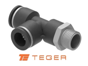 Trójnik wtykowy tekalan (typ T) z gwintem zewnętrznym (teflon) z boku 4mm x 1/4" TEGER, (sprzedawane po 5)