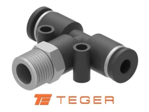 Trójnik wtykowy tekalan (typ T) z gwintem zewnętrznym (teflon) u góry 6mm x 1/4" TEGER, (sprzedawane po 5)