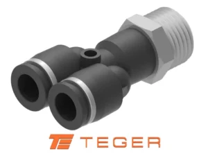 Trójnik wtykowy tekalan (typ Y) z gwintem zewnętrznym (teflon) 6mm x 1/4" TEGER, (sprzedawane po 5)