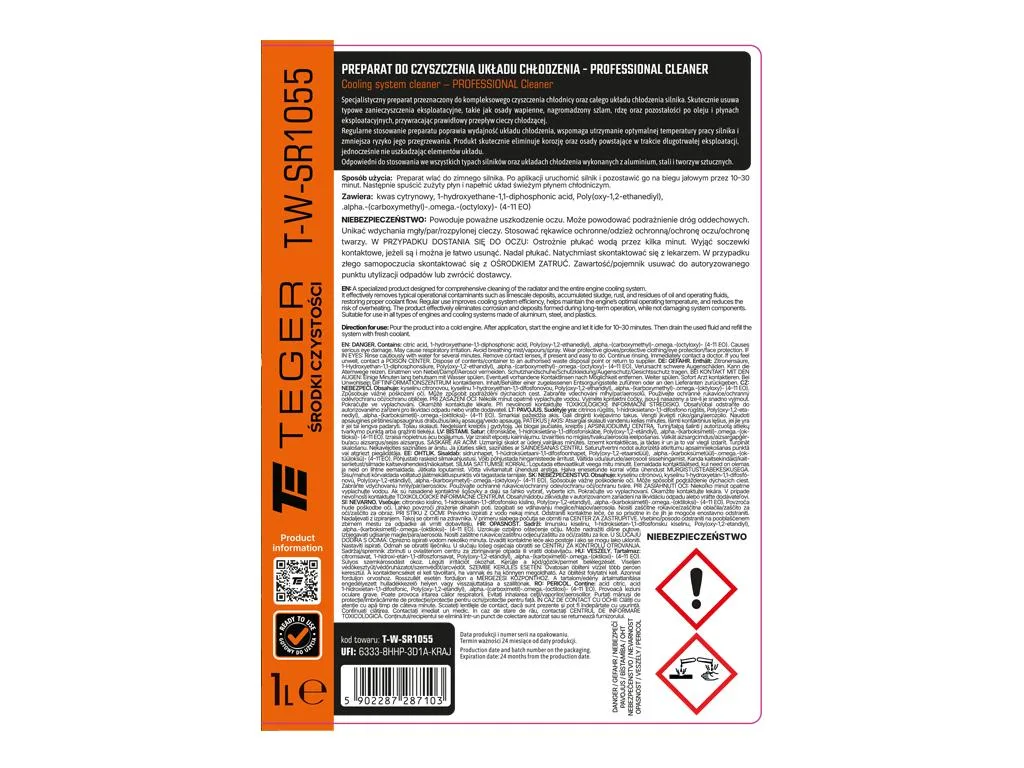 Preparat do czyszczenia układu chłodzenia - PROFESSIONAL Cleaner, 1l, Teger - obrazek 2