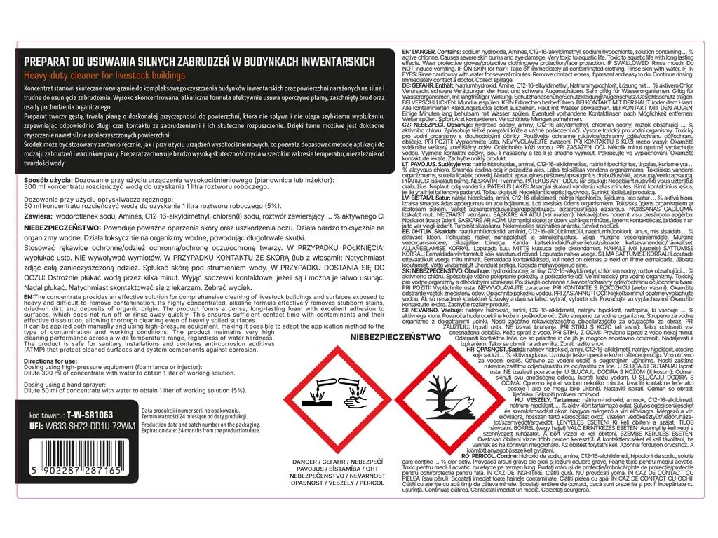 Preparat do usuwania silnych zabrudzeń w budynkach inwentarskich, 5l - koncentrat, Teger - obrazek 2
