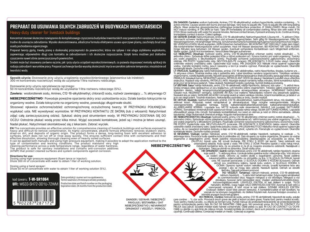 Preparat do usuwania silnych zabrudzeń w budynkach inwentarskich, 10l - koncentrat, Teger - obrazek 2